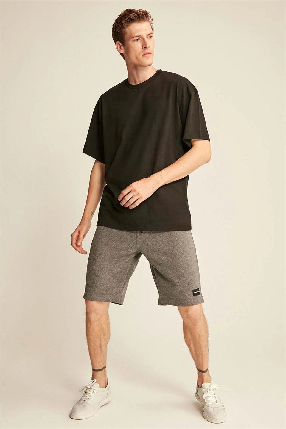 Erkek Oversize %100 Organik Pamuklu Kalın Dokulu Bisiklet Yaka Siyah T-Shirt