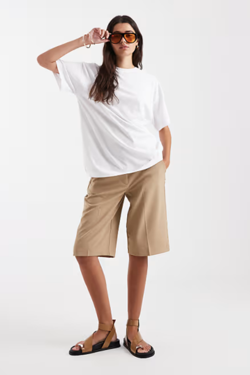 Bisiklet Yaka Oversize Basic T-Shirt Beyaz