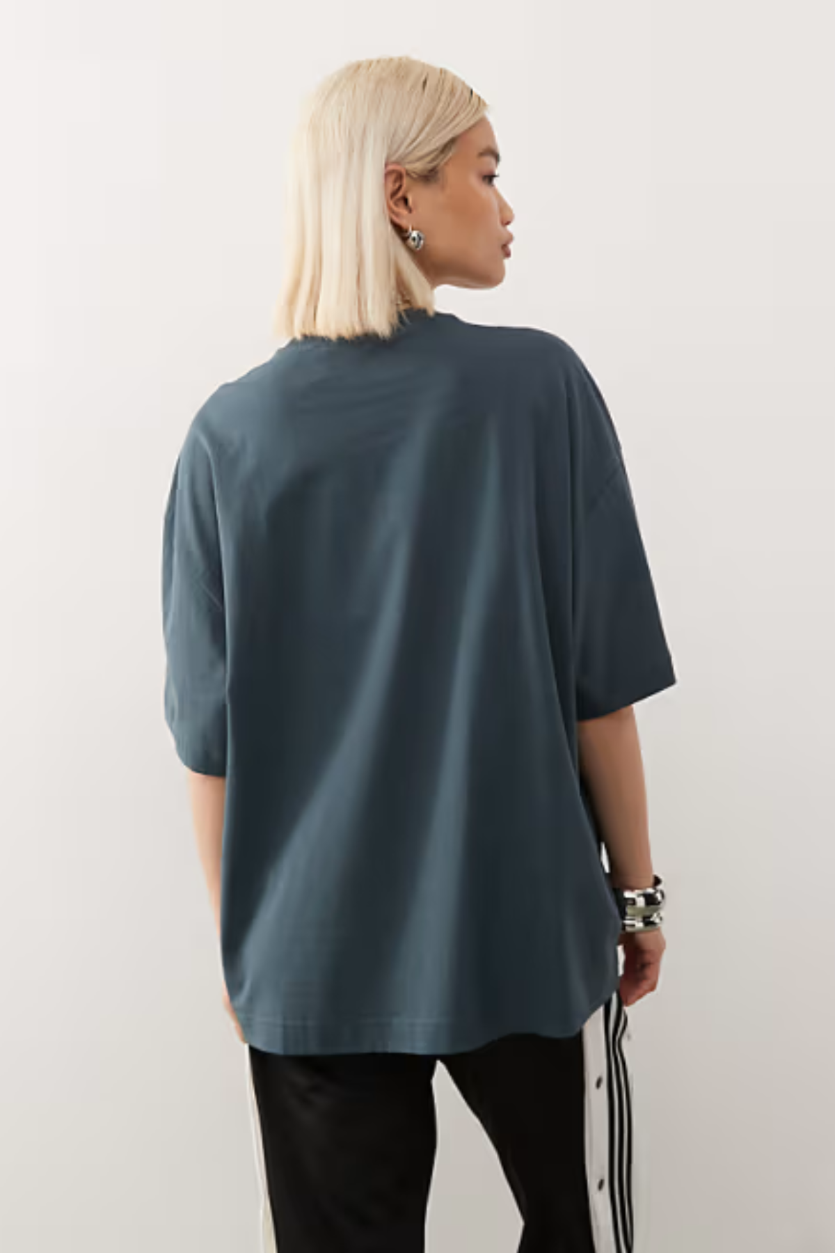 Bisiklet Yaka Oversize Basic T-Shirt Lacivert