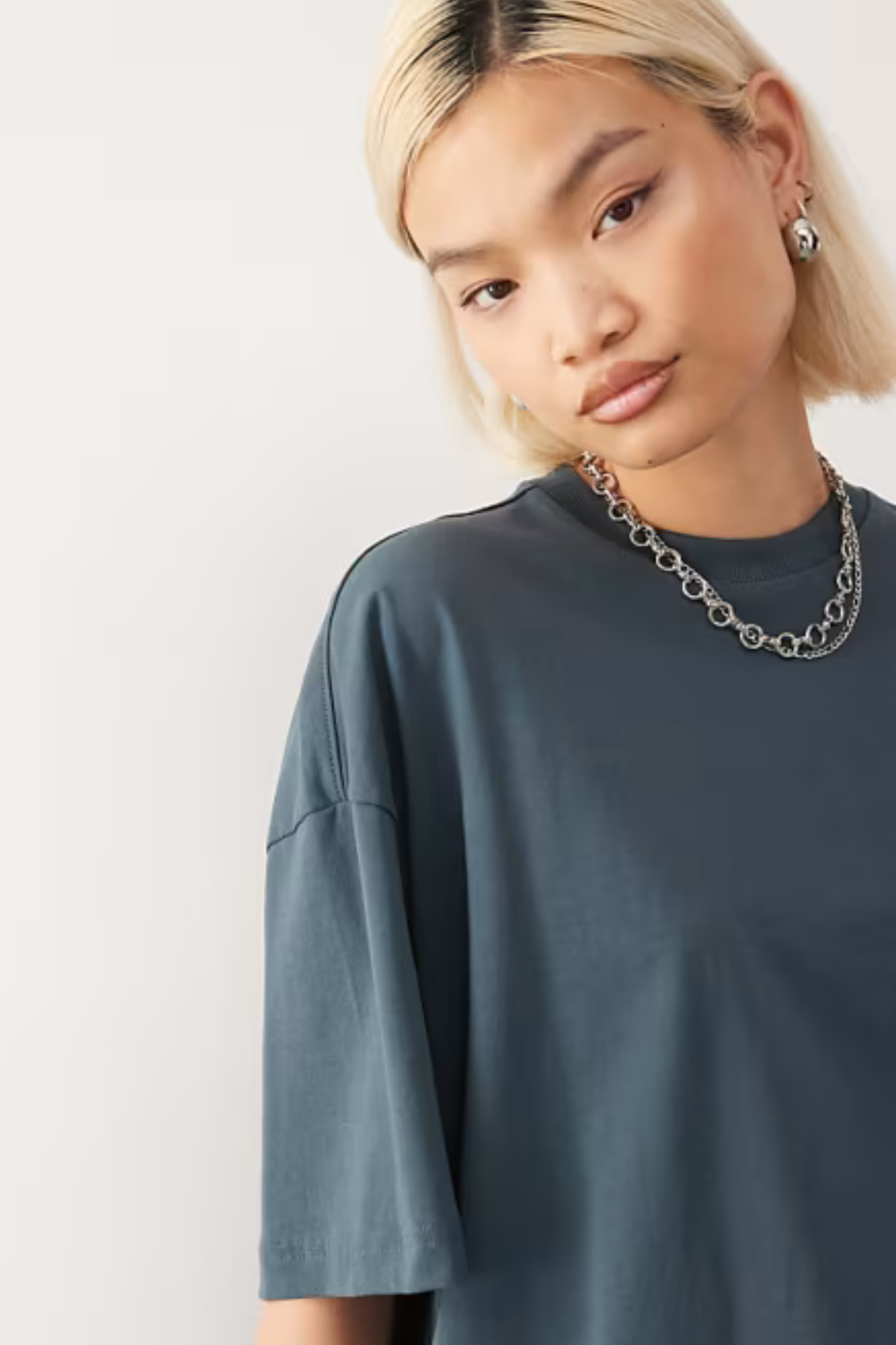 Bisiklet Yaka Oversize Basic T-Shirt Lacivert