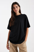 Bisiklet Yaka Oversize Basic T-Shirt Siyah