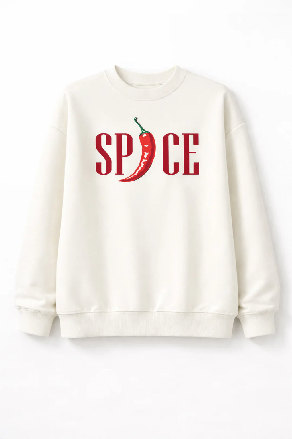 Kadın Biber Baskılı Oversize Sweatshirt Ekru