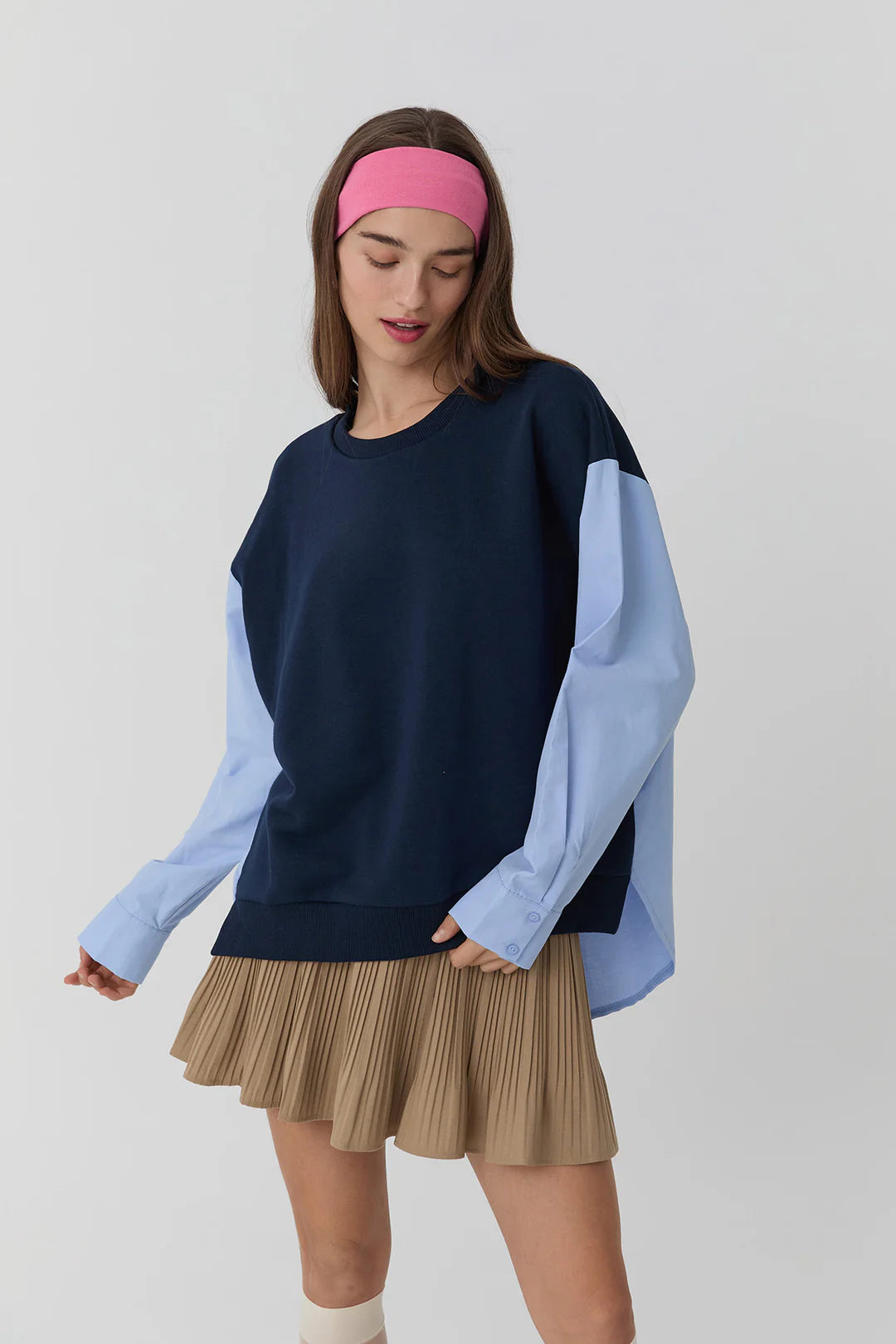 Kadın Gömlek Detaylı Sweatshirt Lacivert