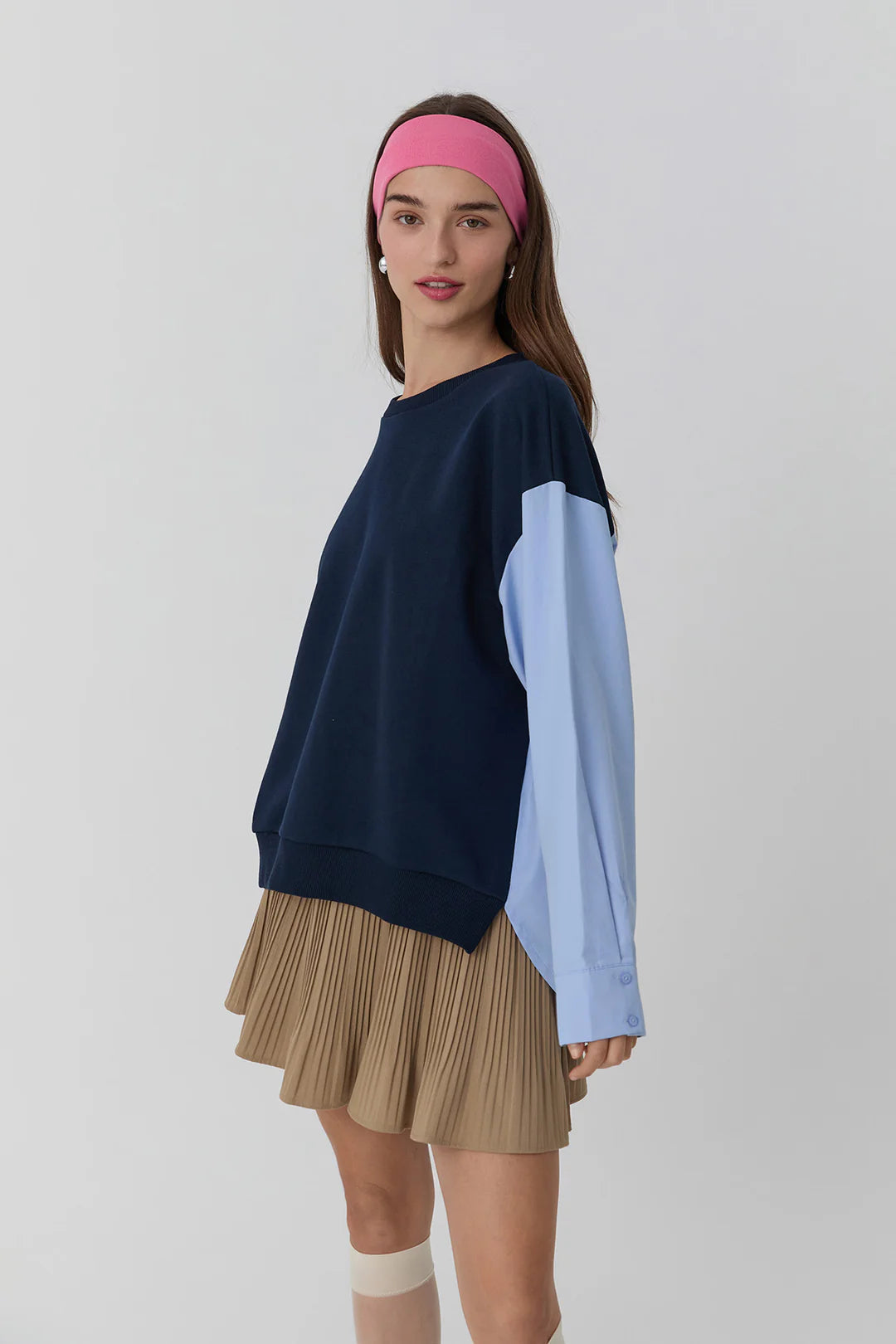 Kadın Gömlek Detaylı Sweatshirt Lacivert