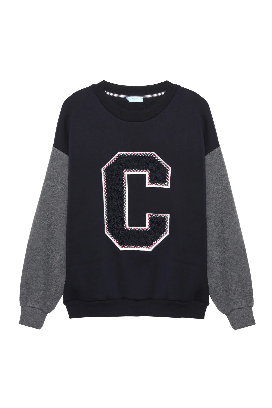 Kadın Keçe Baskı Detaylı Sweatshirt Lacivert