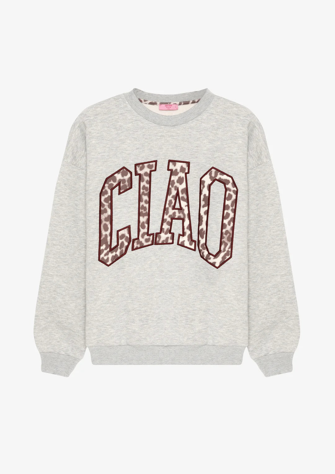 Kadın Leopar Desenli Yazı Baskılı Sweatshirt Grimelanj