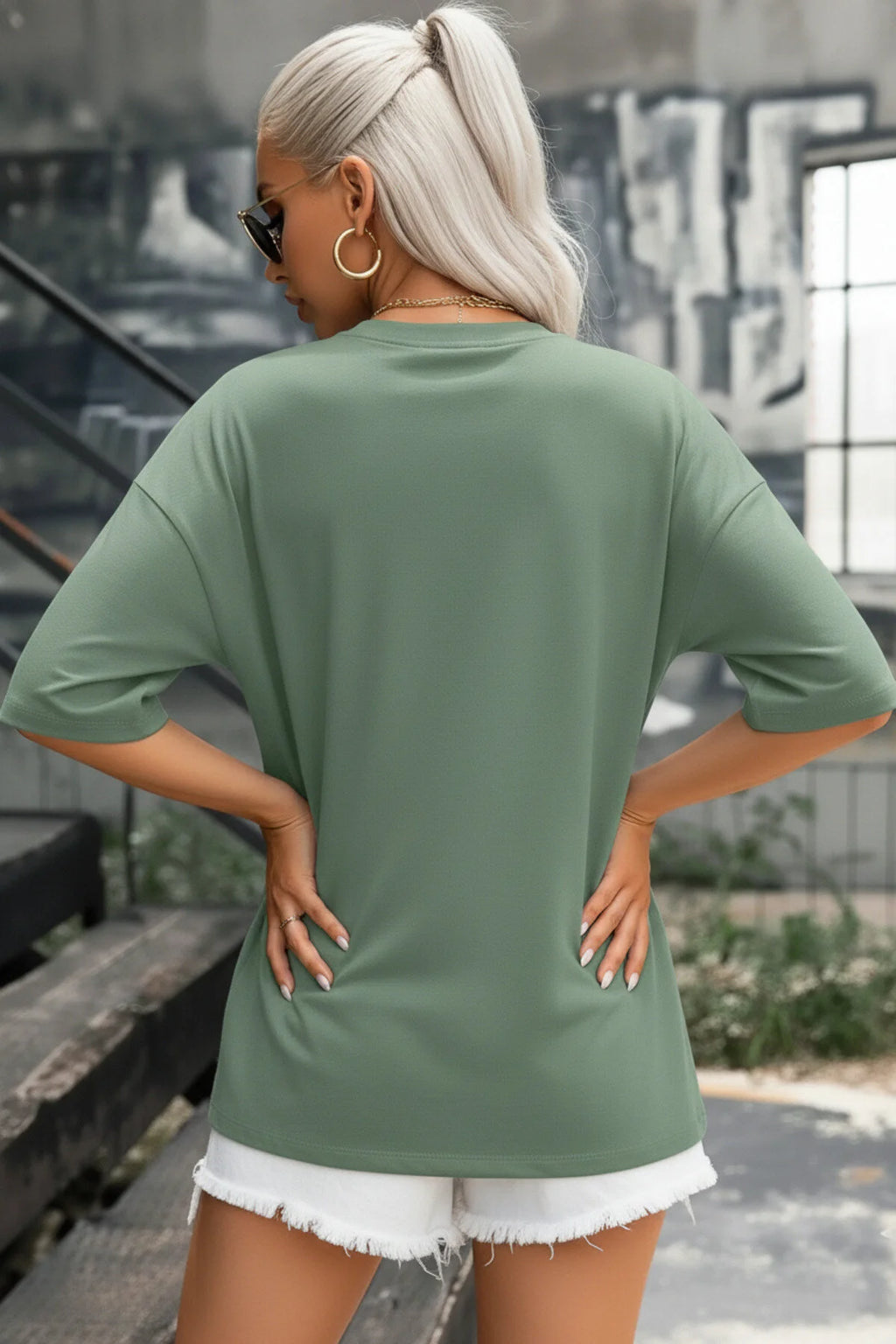 Spectacular Açık Yeşil Oversize Salas Boyfriend Kadın T-Shirt