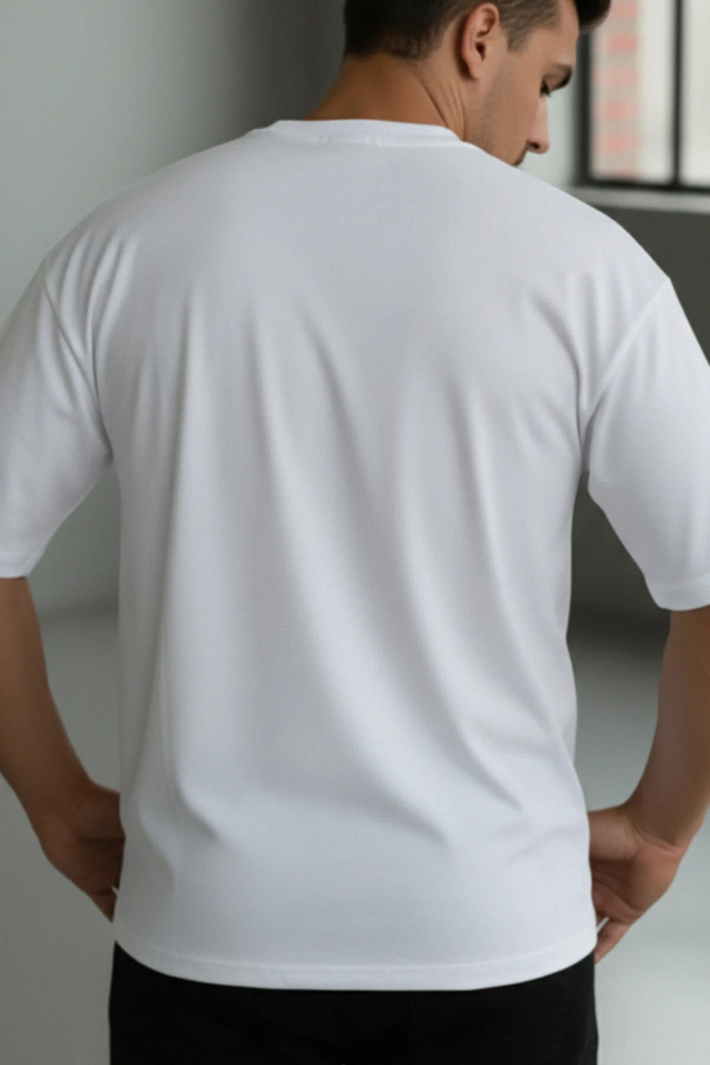 Erkek Free Life Beyaz Bisiklet Yaka Oversize Salas T-Shirt