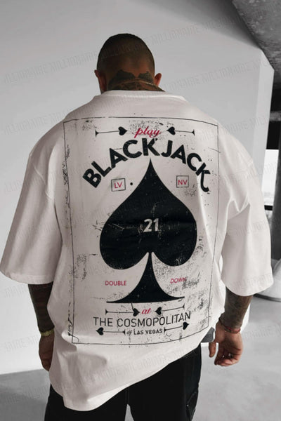 Men's White Black Jack Oversized Loose Fit T-shirt (Copy)