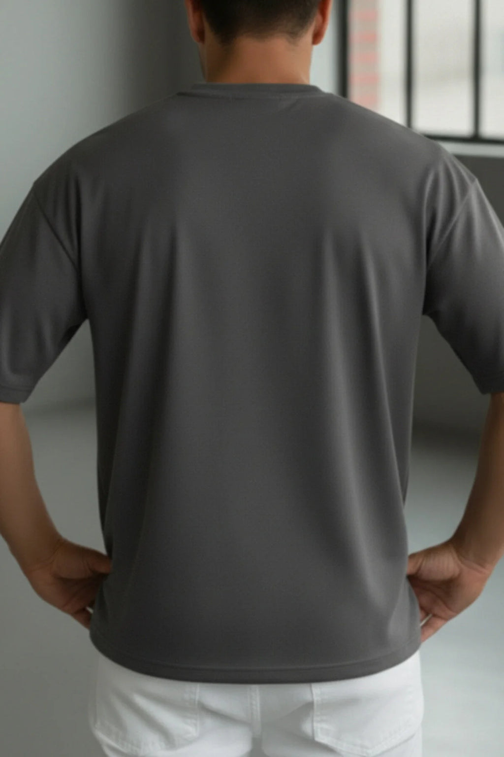 Erkek Free Life Füme Bisiklet Yaka Oversize Salas T-Shirt