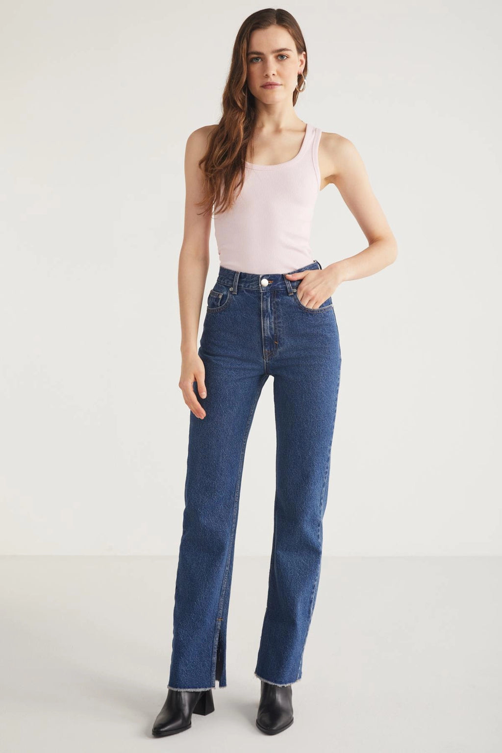 Fitilli Görünümlü Kalın Askılı Basic Bluz Atlet Pembe