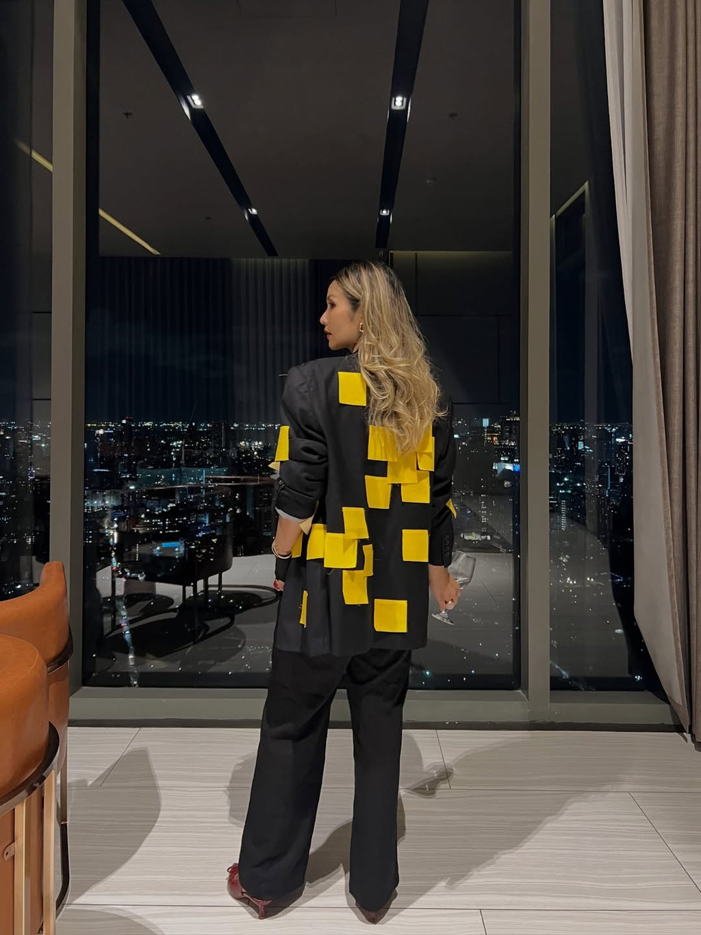 Qety Geometric Contrast Jacket