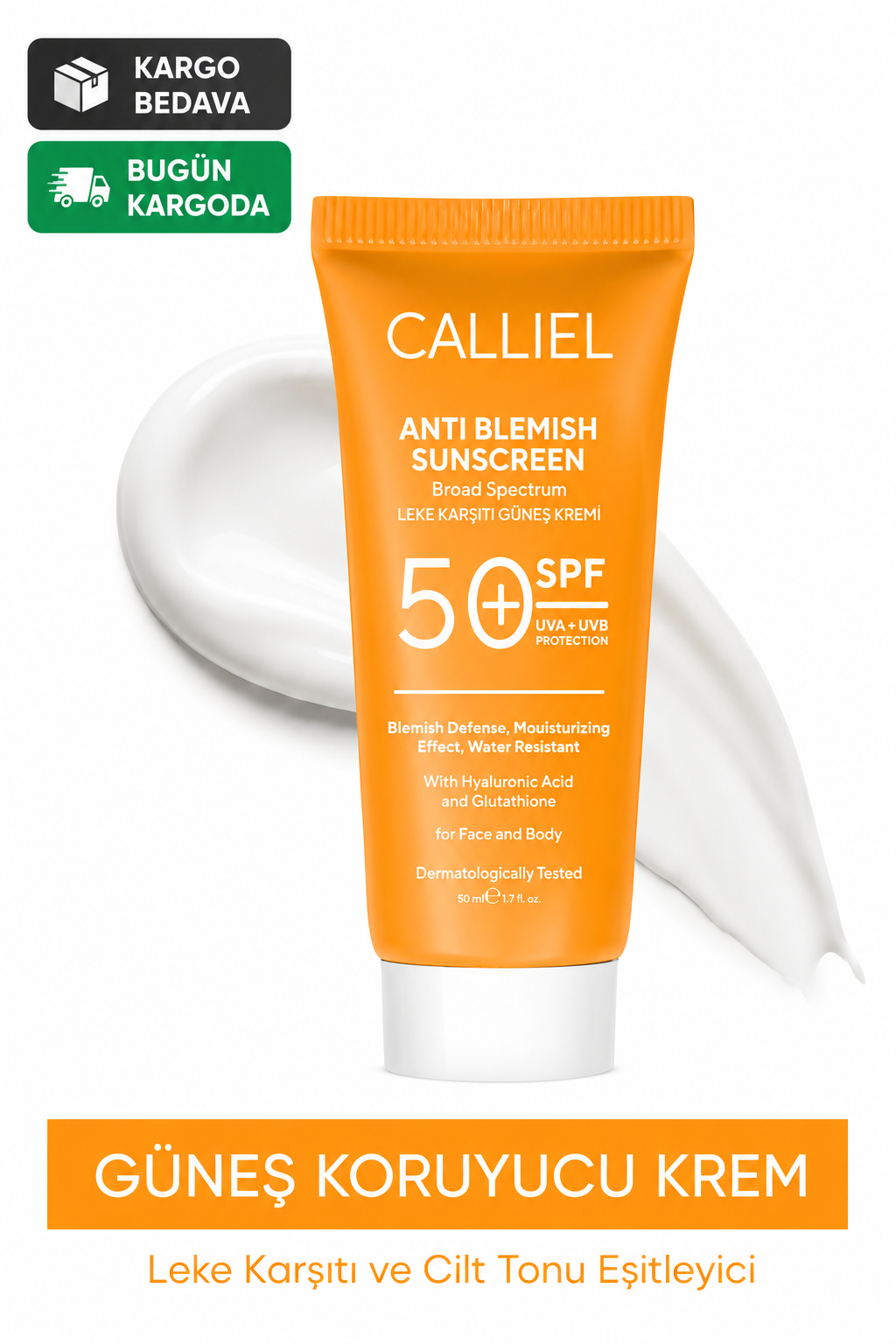 Leke Karşıtı Tüm Ciltler İçin Yüksek Korumalı 50 SPF Güneş Kremi Glutatyon Etkili 50 ML