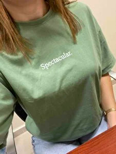 Spectacular Açık Yeşil Oversize Salas Boyfriend Kadın T-Shirt